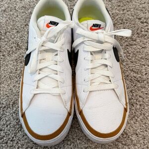Nike White Sneakers with Brown Trim